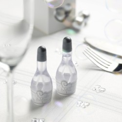 White Champagne Bubbles With Silver Hearts - 24pcs