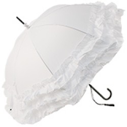 Dianna_Νυφική Ρομαντική Ομπρέλα Με Τρεις Σειρές Βολάν - Λευκή