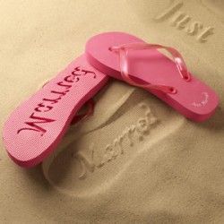 Beach Wedding 'Just Married' Flip Flops - Fuchsia