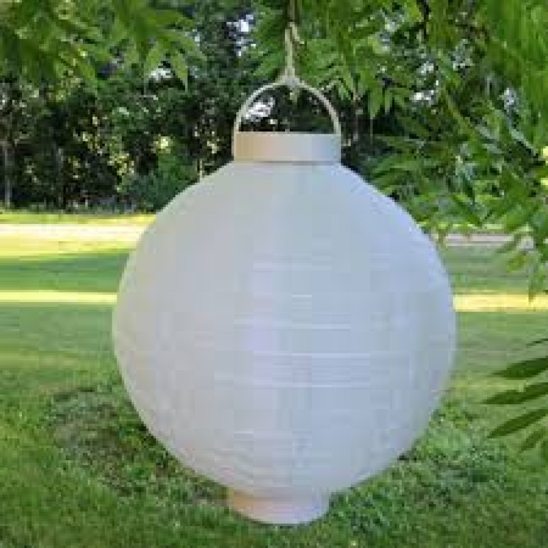 Υφασμάτινο Φαναράκι 30εκ Με Λαμπάκι - Λευκό