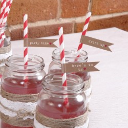 Σημαιάκια Για Καλαμάκια - Καφέ & Κόκκινο (30τμχ)