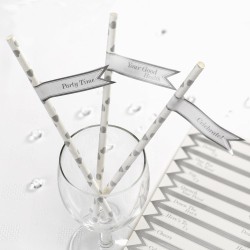 Σημαιάκια Για Καλαμάκια - Λευκό & Ασημένιο (30τμχ)