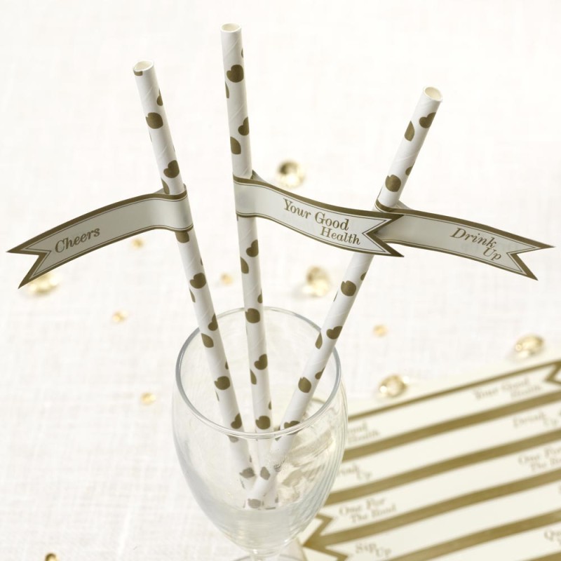 Straw Flags - Ivory/Gold (30pcs)