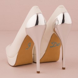 'I Do' Shoe Talk In Blue Pearls And Crystals