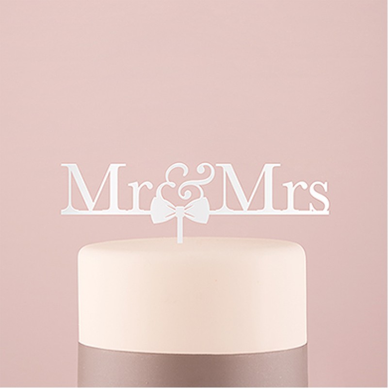 Cake Topper 'Mr & Mrs' - Λευκό