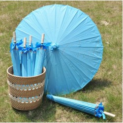 Παραδοσιακή Κινέζικη Ομπρέλα Από Μπαμπού Ριζόχαρτο - Μπλε