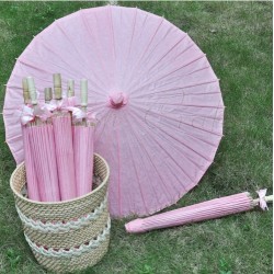 Παραδοσιακή Κινέζικη Ομπρέλα Από Μπαμπού Ριζόχαρτο - Ροζ