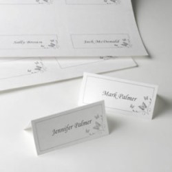 Place Cards - Elegant Butterfly 42 Pack - Silver / Print at Home