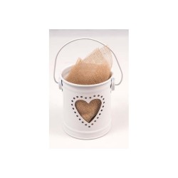 Heart Tin Bucket - White