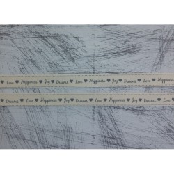 Fabric Ribbon with English Wishes - Ivory