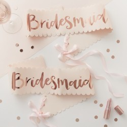Team Bride Κορδέλα 'Bridesmaid' Σε Ροζ & Χρυσό - 2τμχ