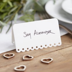 Scalloped White Place Cards