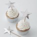 Cupcake Toppers Ασημένια Αστεράκια - 10τμχ