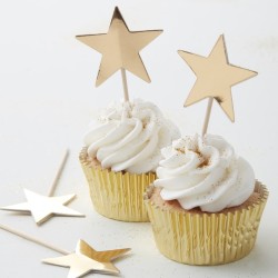 Cupcake Toppers Χρυσά Αστεράκια - 10τμχ